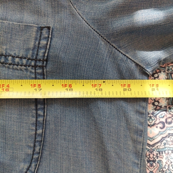 Andrea Jovine Denim jean Blue Shirt Midi Dress Roll Tab Sleeve Chambray Size M - Picture 6 of 7